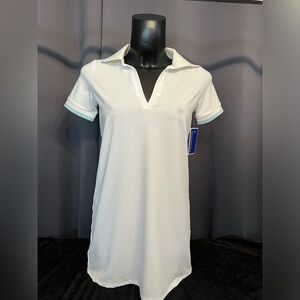 NWT Addison Bay Easy Polo Dress, white with contrast trim. Size XS